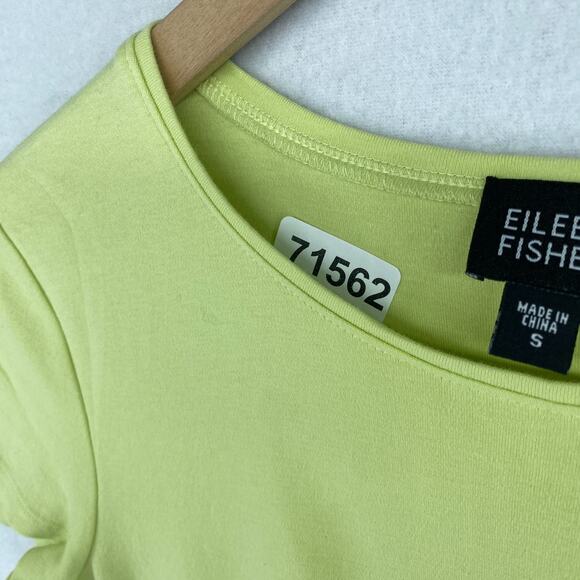 EILEEN FISHER Top S Cotton Interlock Jersey Crewneck Short Sleeve Basic Green - Picture 11 of 11